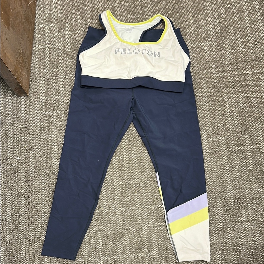 Peloton Blue and White Workout Set